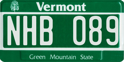 VT license plate NHB089