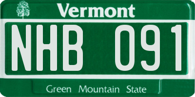 VT license plate NHB091