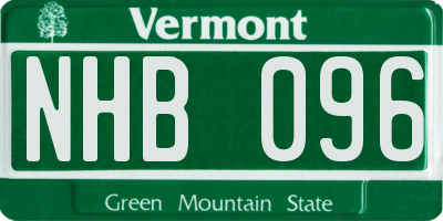 VT license plate NHB096