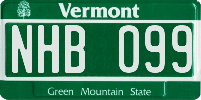 VT license plate NHB099
