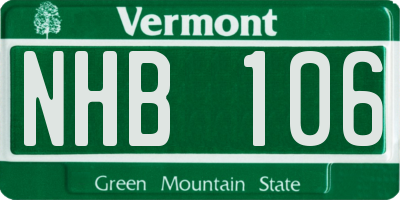 VT license plate NHB106