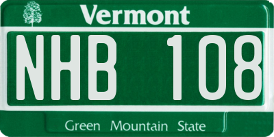 VT license plate NHB108