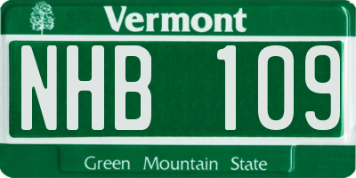 VT license plate NHB109