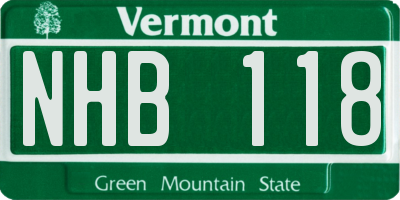 VT license plate NHB118
