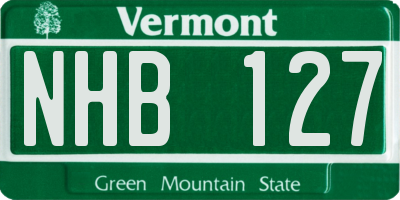 VT license plate NHB127