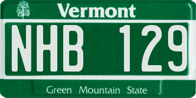 VT license plate NHB129