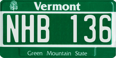 VT license plate NHB136