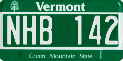 VT license plate NHB142