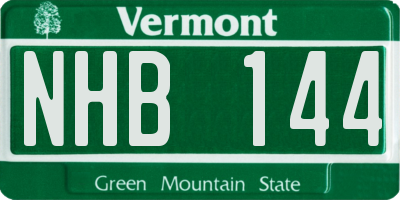 VT license plate NHB144