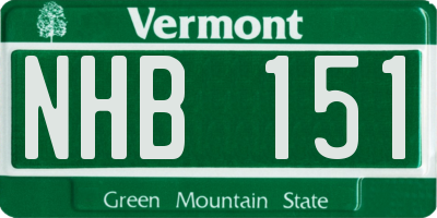 VT license plate NHB151