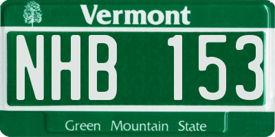 VT license plate NHB153