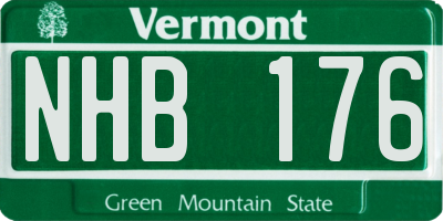 VT license plate NHB176