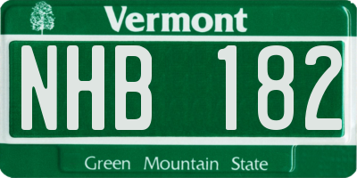 VT license plate NHB182