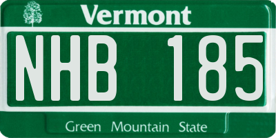 VT license plate NHB185