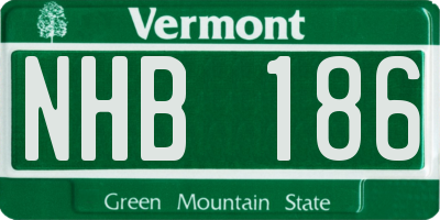 VT license plate NHB186