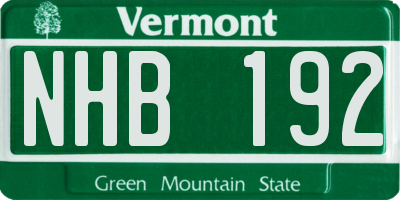 VT license plate NHB192