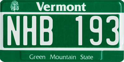 VT license plate NHB193