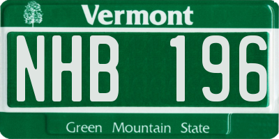 VT license plate NHB196
