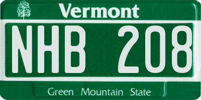 VT license plate NHB208