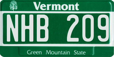 VT license plate NHB209