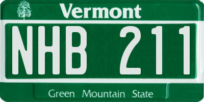 VT license plate NHB211