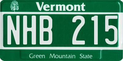 VT license plate NHB215