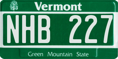 VT license plate NHB227