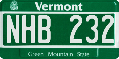 VT license plate NHB232