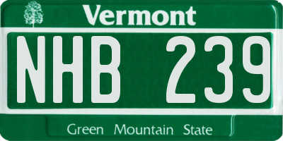 VT license plate NHB239