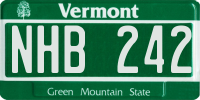 VT license plate NHB242