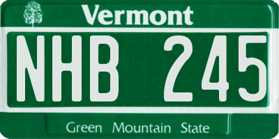 VT license plate NHB245