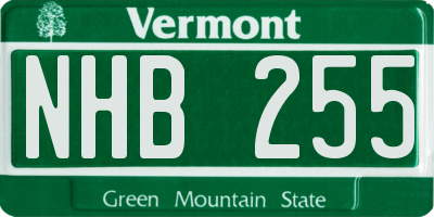 VT license plate NHB255
