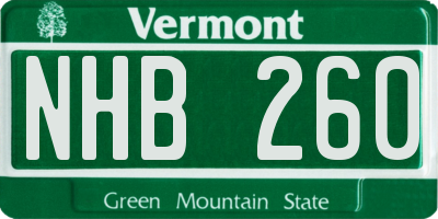 VT license plate NHB260
