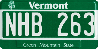 VT license plate NHB263