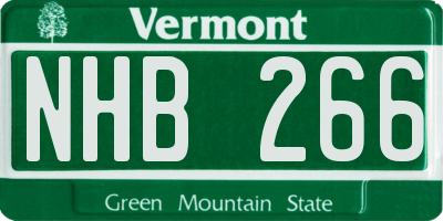 VT license plate NHB266