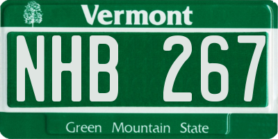 VT license plate NHB267