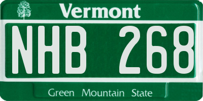 VT license plate NHB268