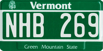 VT license plate NHB269