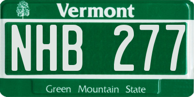 VT license plate NHB277