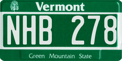 VT license plate NHB278