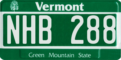 VT license plate NHB288