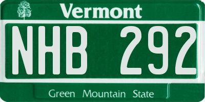 VT license plate NHB292