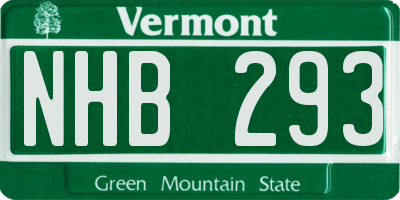 VT license plate NHB293