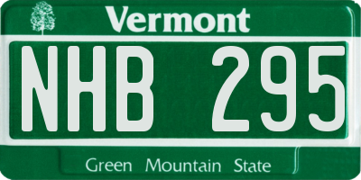 VT license plate NHB295
