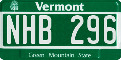 VT license plate NHB296