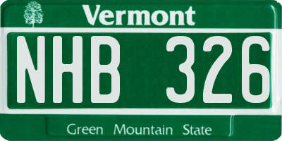VT license plate NHB326
