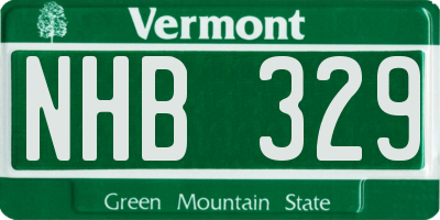 VT license plate NHB329