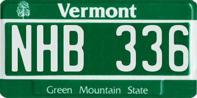 VT license plate NHB336