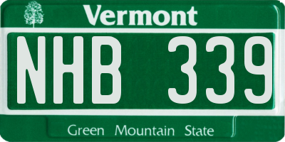 VT license plate NHB339