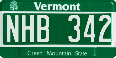 VT license plate NHB342